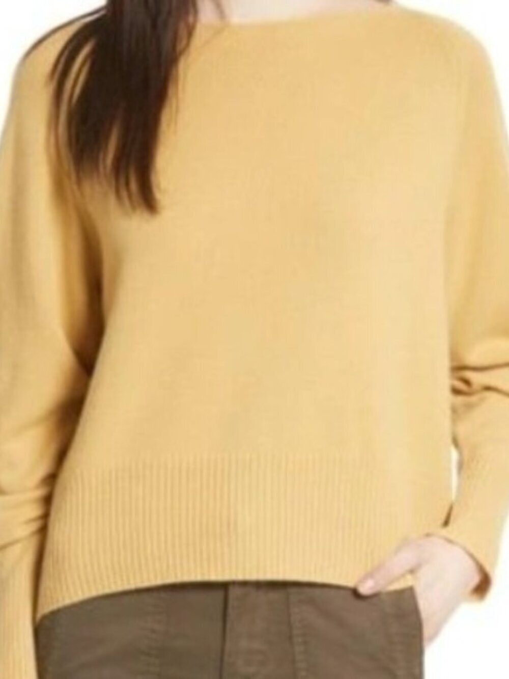 Vince Boat Neck Cashmere Sweater in Banana